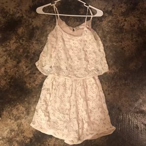 Cream lace romper